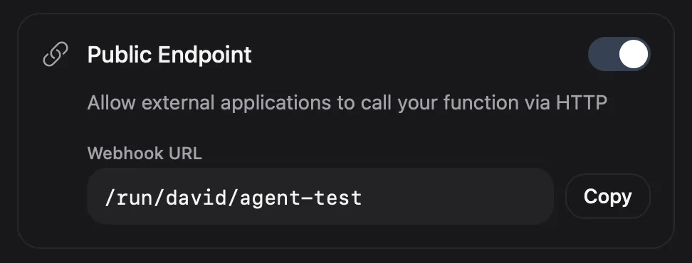Webhook trigger URL in microfn
